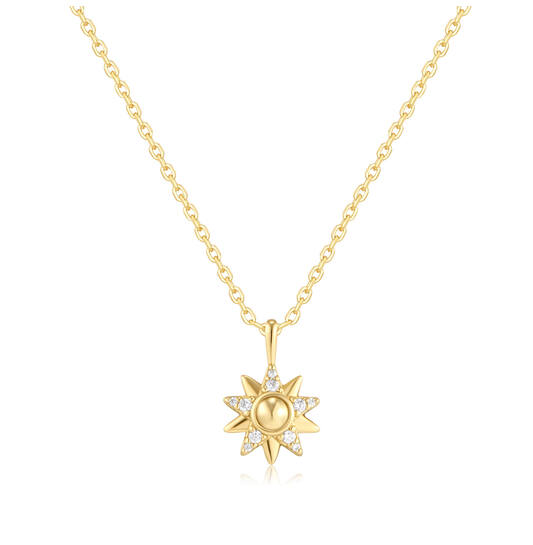  Starlit Drops - Gliederketten - Silber / 14kt GP - Zirkonia - 45cm
